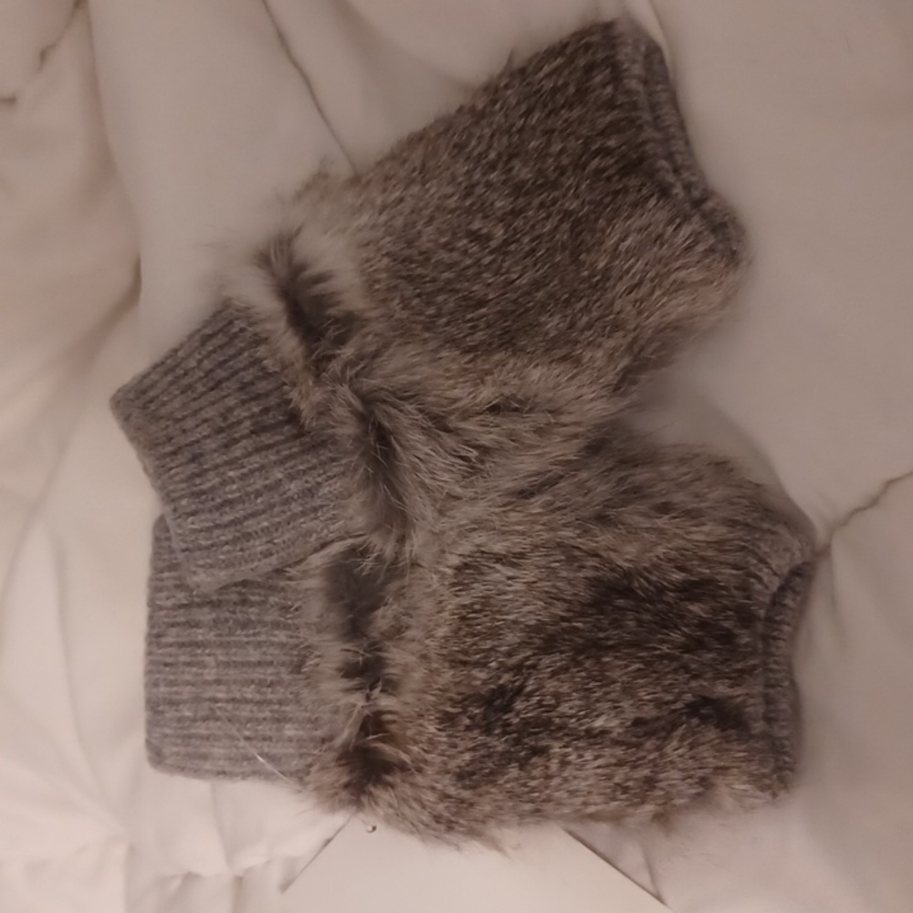 NEW! Adrienne Landau fur trimmed fingerless mittens!